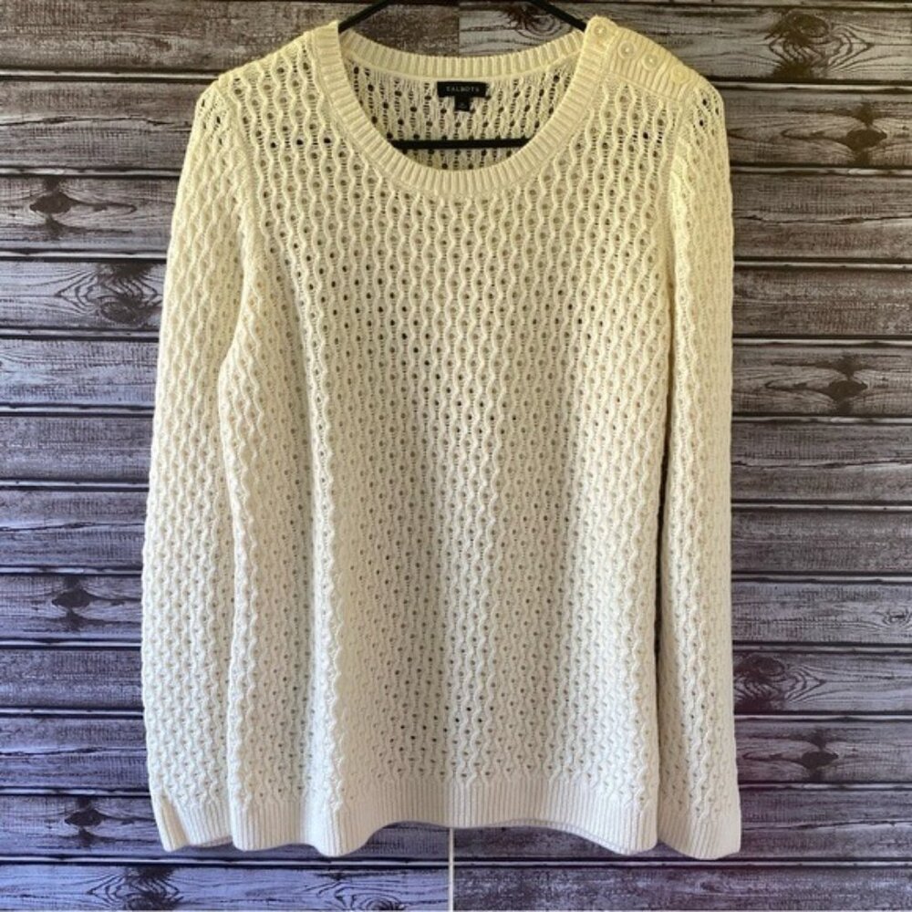 Talbots Women's Lambswool Blend Open-Knit Sweater Size M